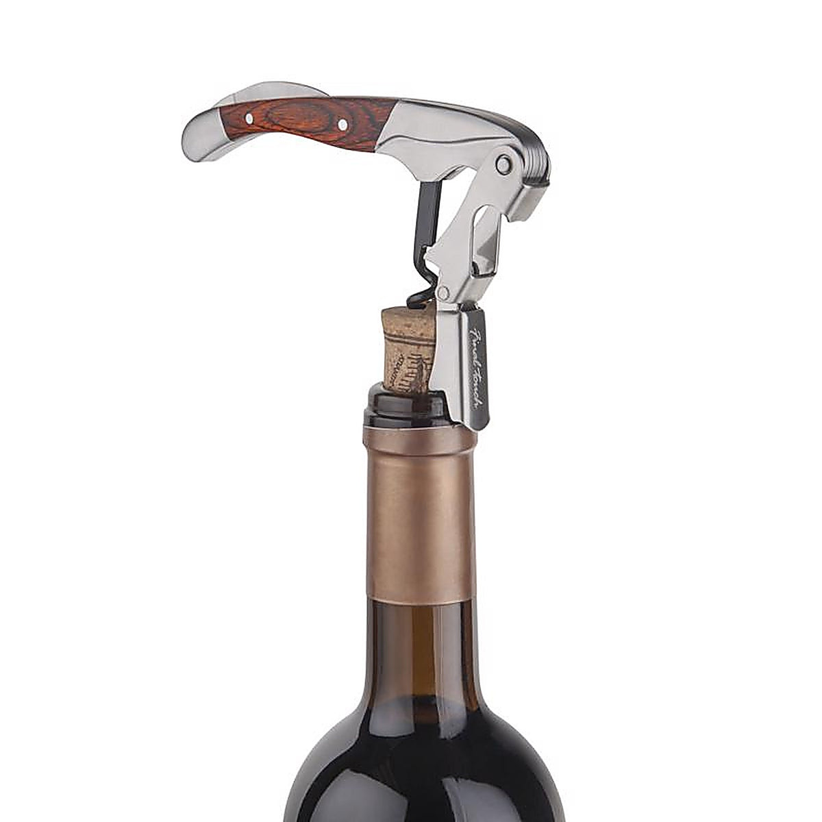 Final Touch FTA7112 Multicolored Stainless Steel/Wood Waiters Corkscrew