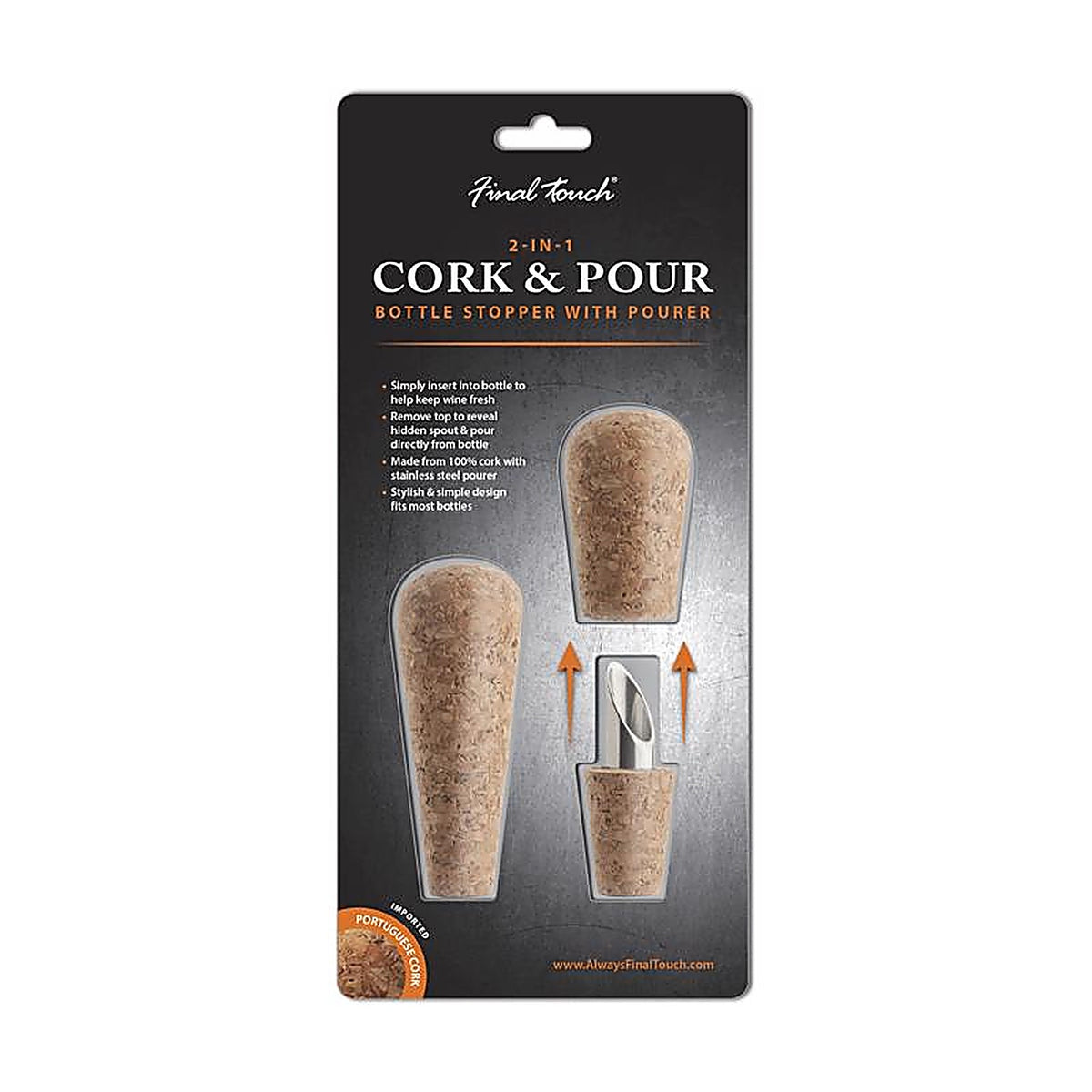 Final Touch FTA7500 Gold/Silver Stainless Steel Corker/Pourer