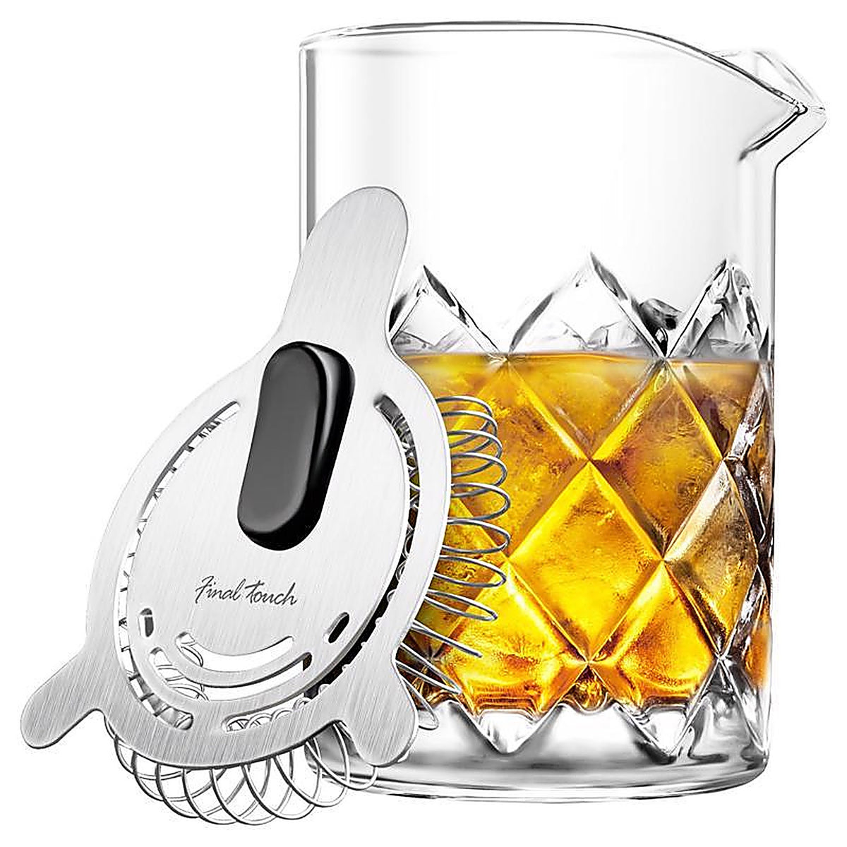 Final Touch GMP110 13.5 oz Clear/Silver Glass/Stainless Steel Pitcher