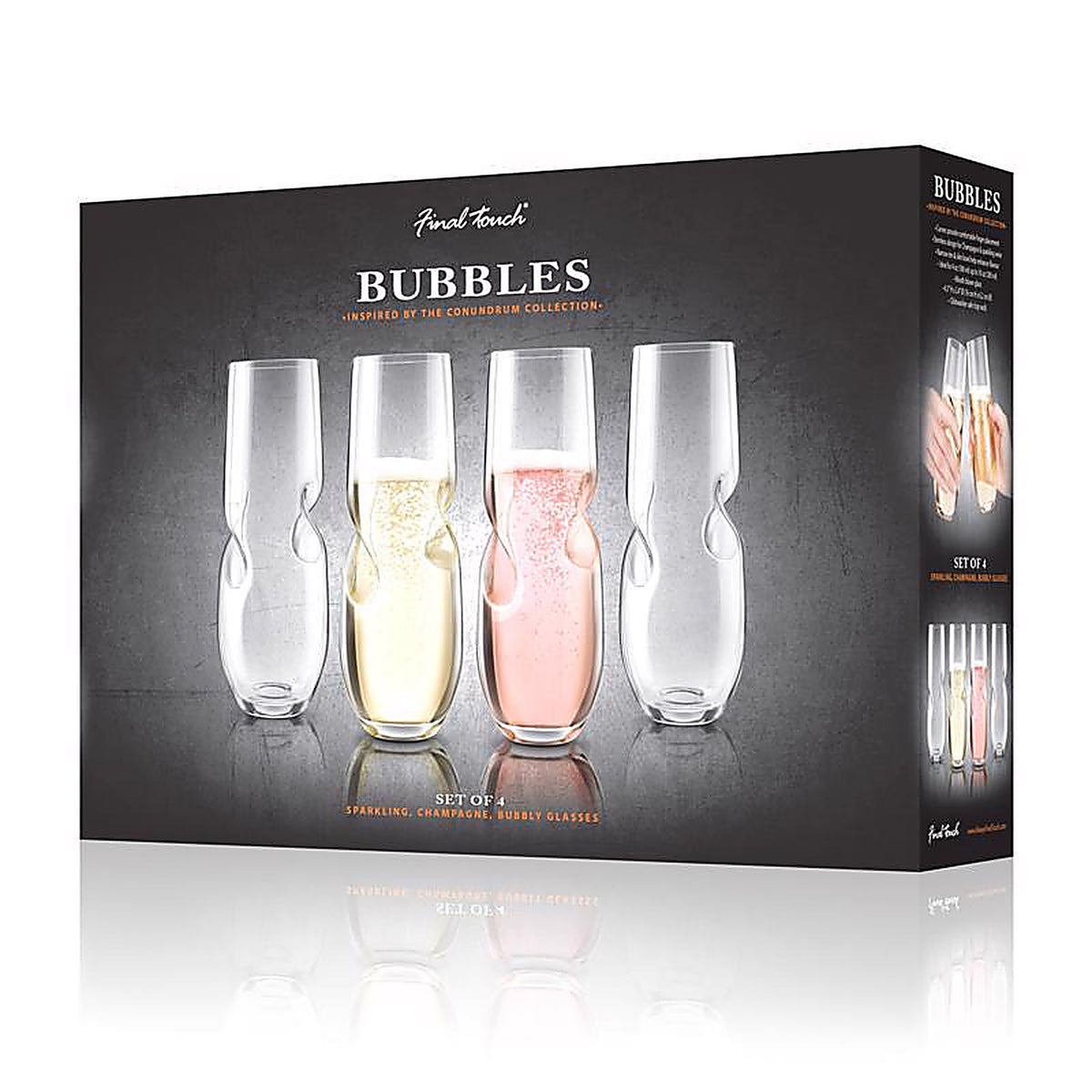 Final Touch GG5006 10 oz Clear Glass Stemless Champagne Flutes