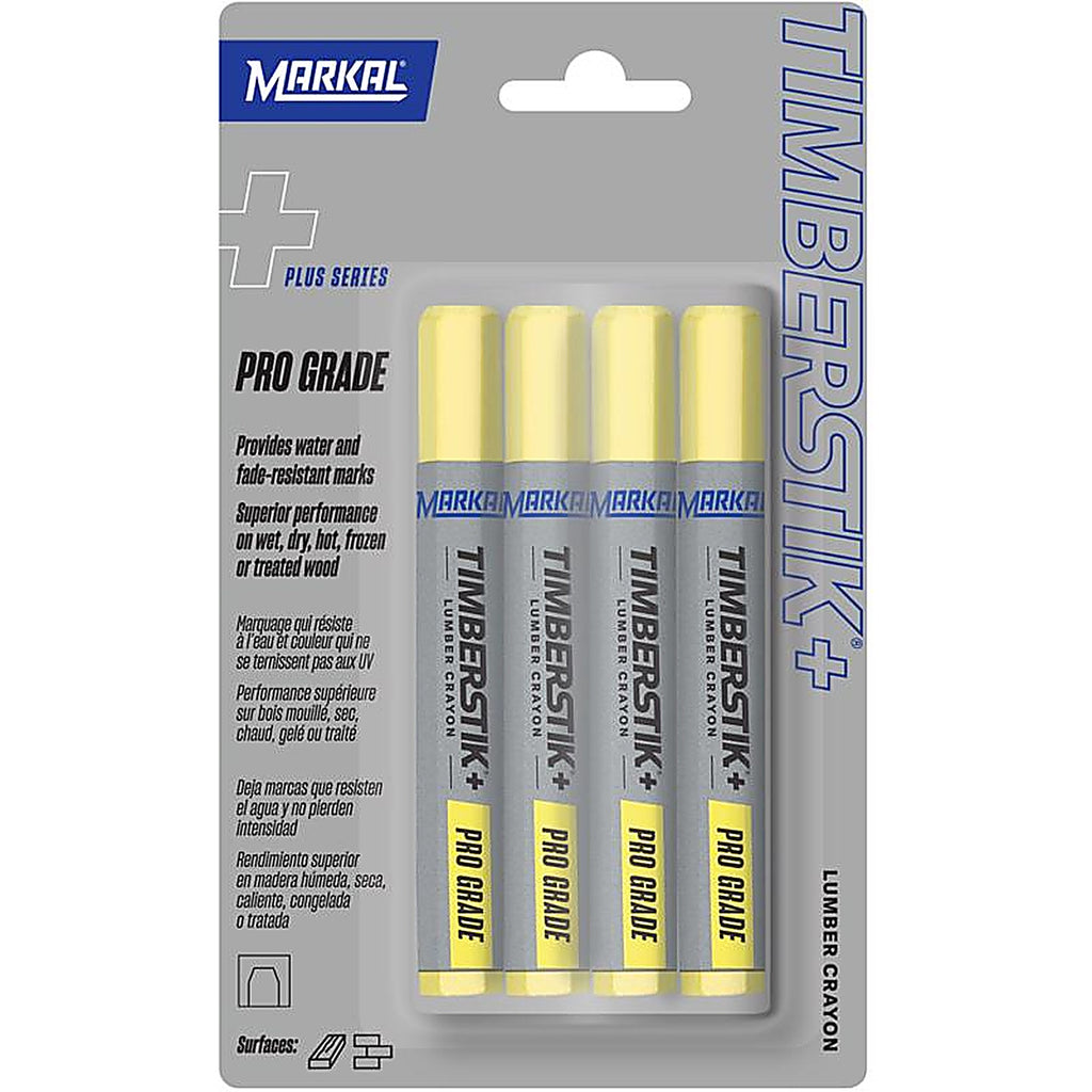 Markal - 80441 - Timberstik Plus 8 In. L Lumber Crayon Yellow 4 Piece