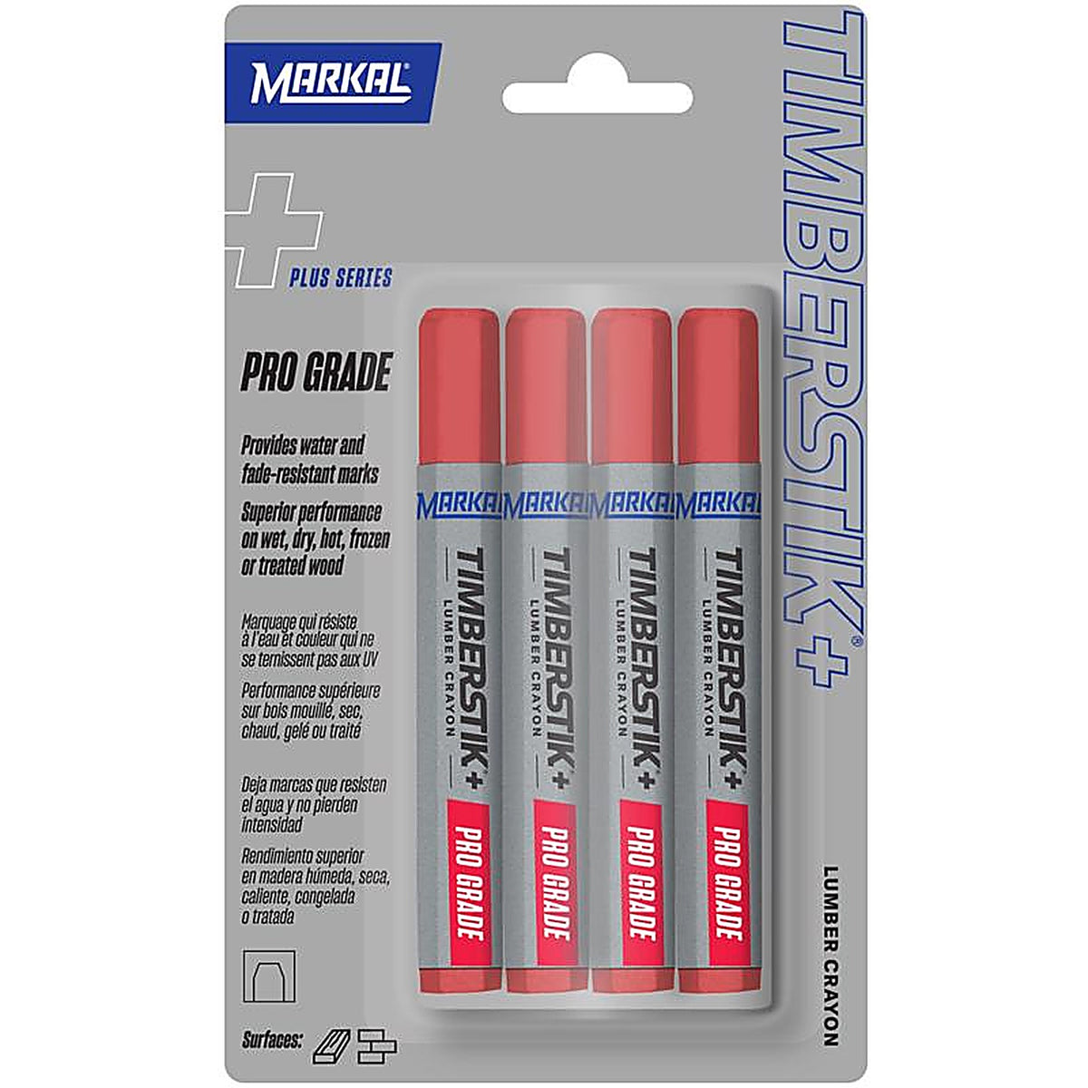 Markal - 80442 - Timberstik Plus 8 In. L Lumber Crayon Red 4 Piece