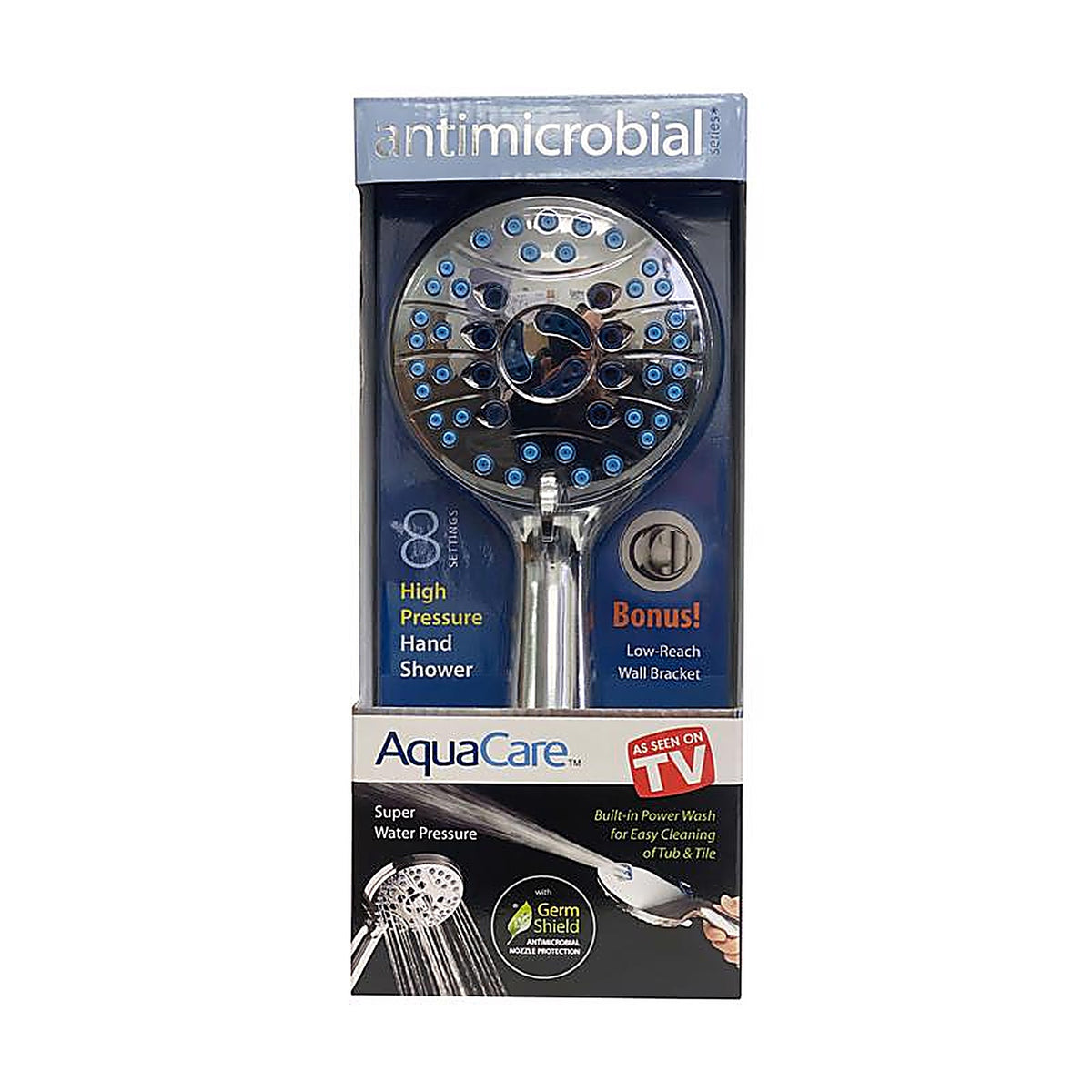 Aquacare - 1639 - Antimicrobial as Seen on TV Handheld Shower Head Stainless Steel 1 Pack