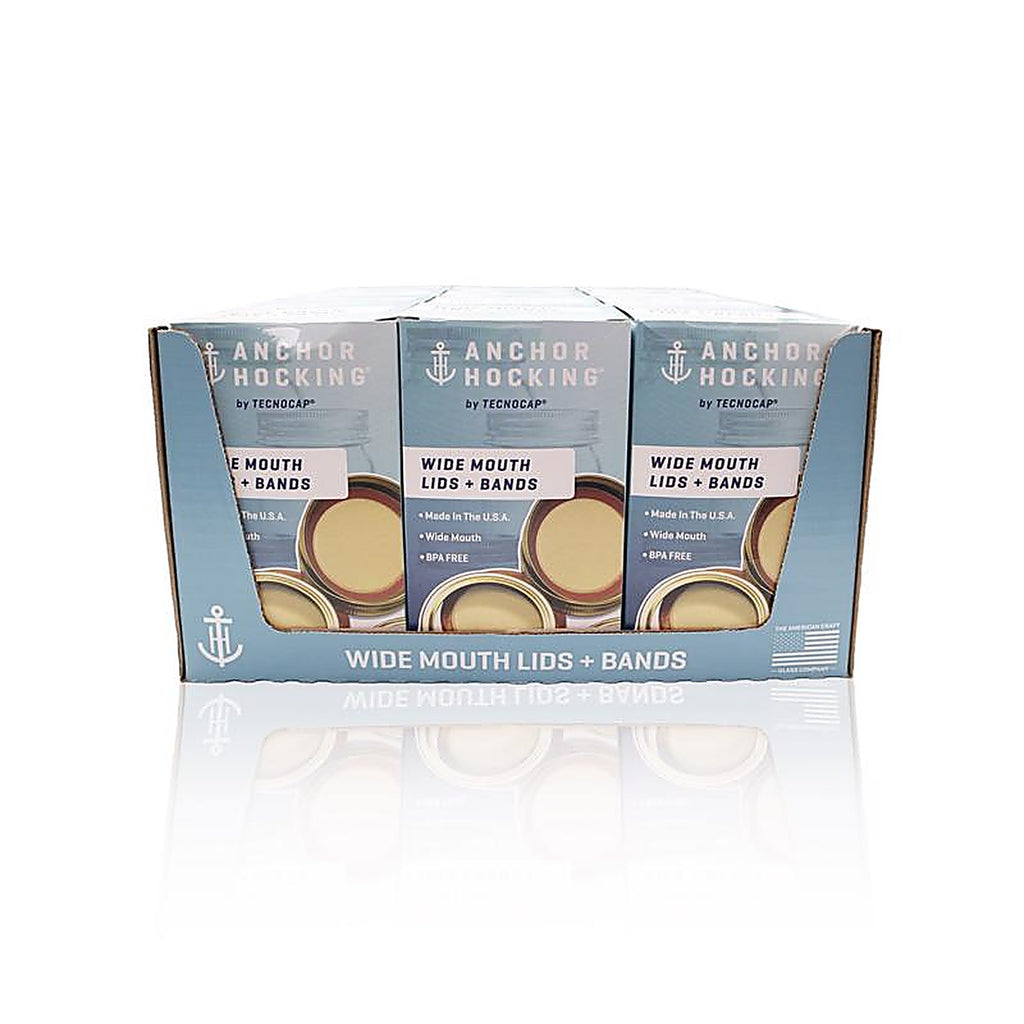 Tecnocap - HCR12TWB-G - Anchor Hocking Wide Mouth Canning Lids and Bands 12 Pack