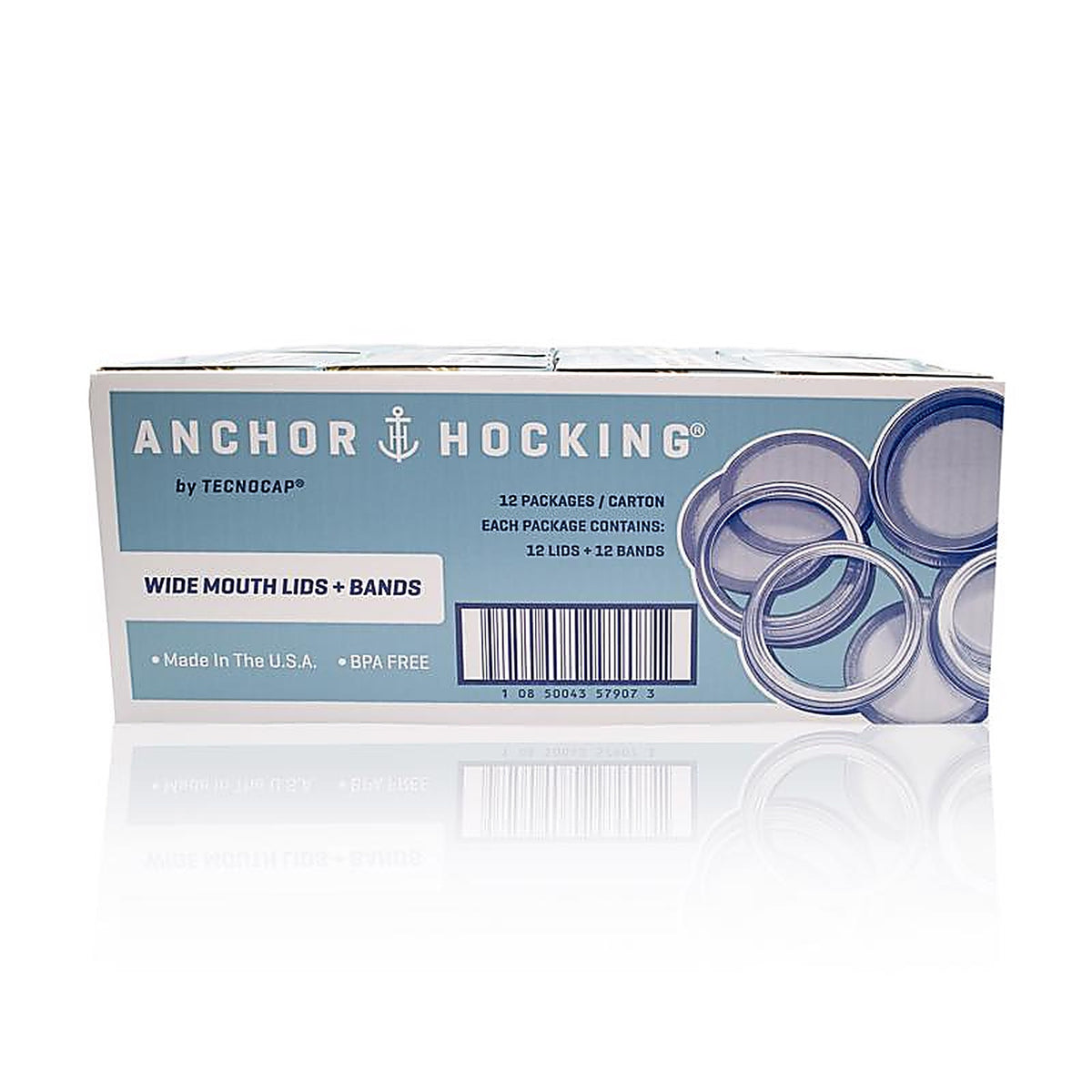 Tecnocap - HCR12TWB-G - Anchor Hocking Wide Mouth Canning Lids and Bands 12 Pack