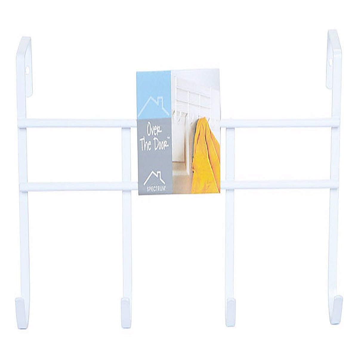 Spectrum 62500 13-3/4 in. L Semi Gloss White Steel Small Over the Door 4-Hook Rack 1/Pack