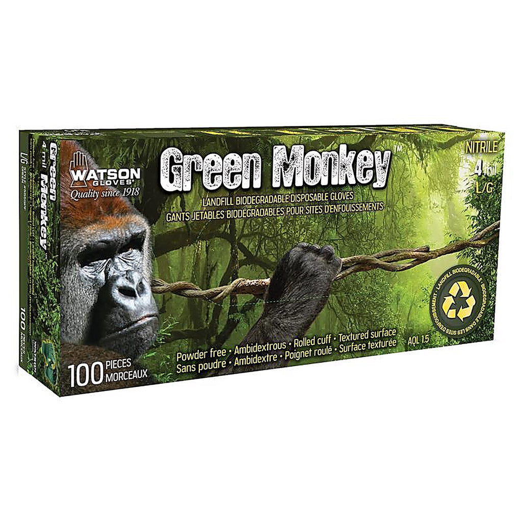 Watson Gloves - 5559PF-L - Green Monkey L Nitrile Textured Pattern Green Disposable Gloves