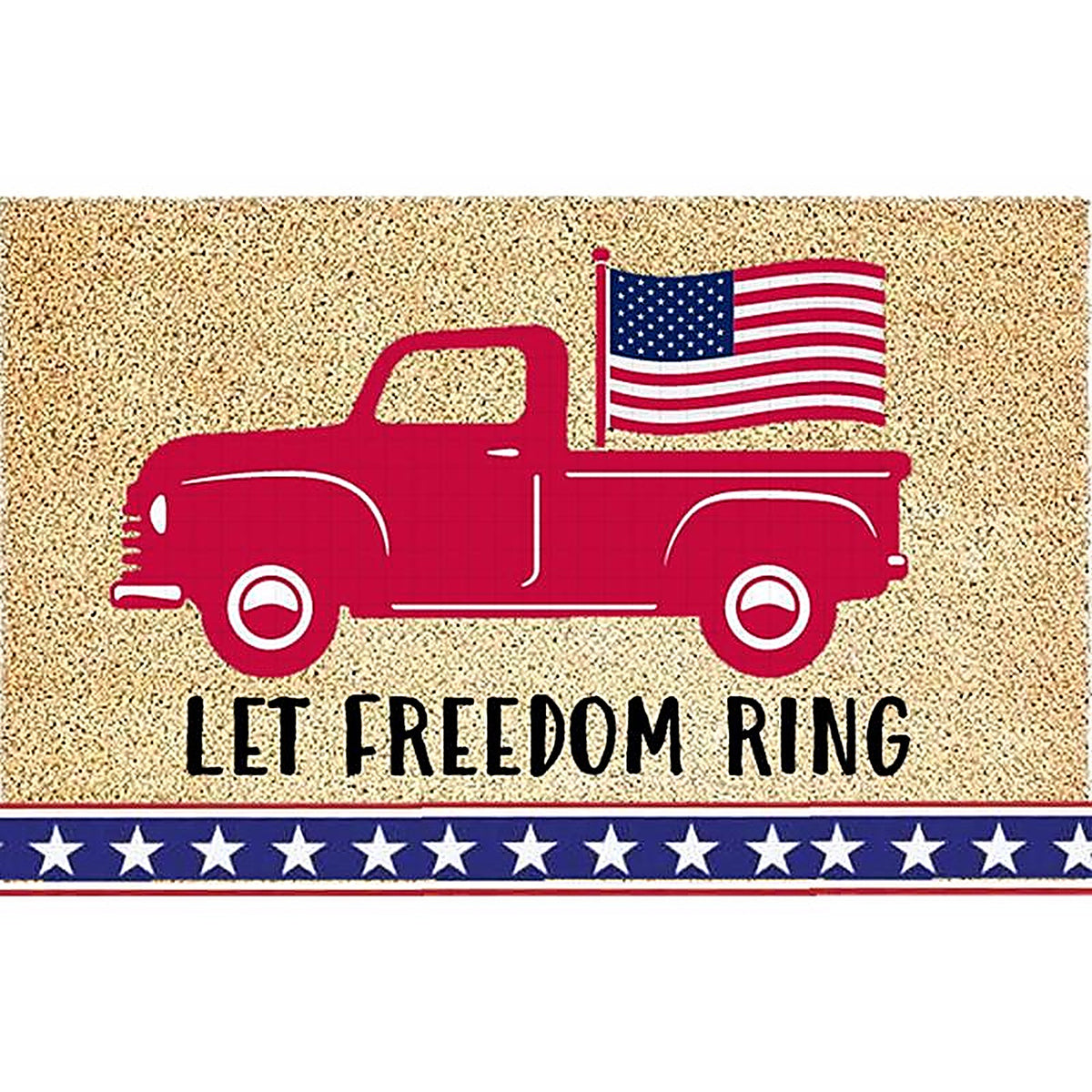 Rockport Premium - VBC1828-AM69 - Americana 18 In. W X 28 In. L Multi-Color Freedom Ring with Red Truck Coir Door Mat