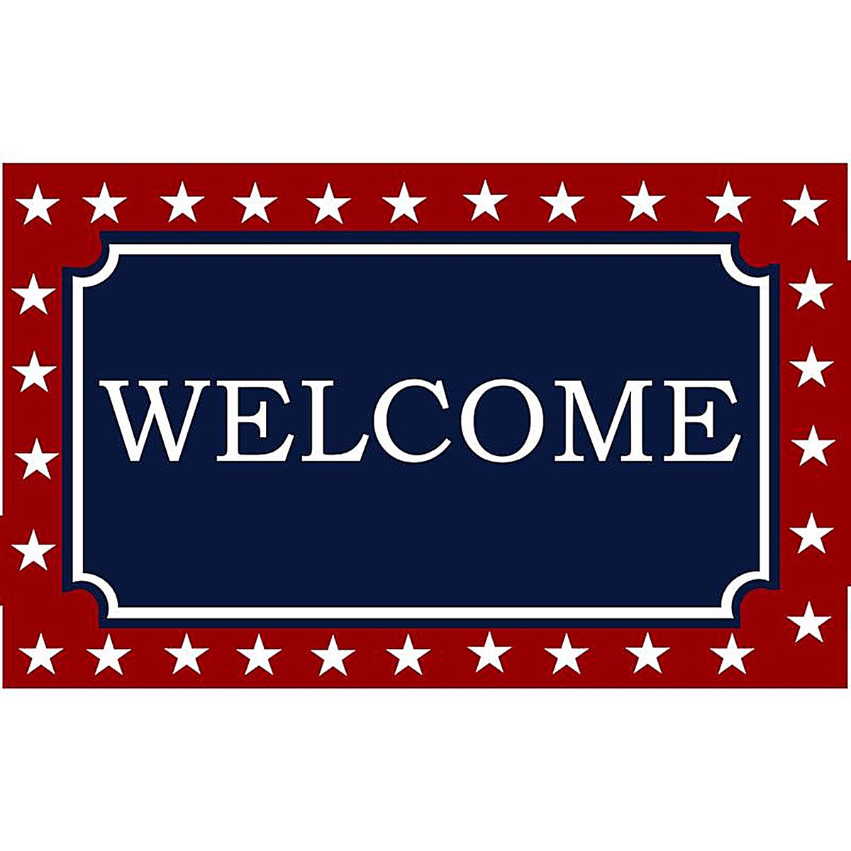 Rockport Premium - VBC1828-AM33 - Americana 18 In. W X 28 In. L Multi-Color Welcome with Star Border Coir Door Mat