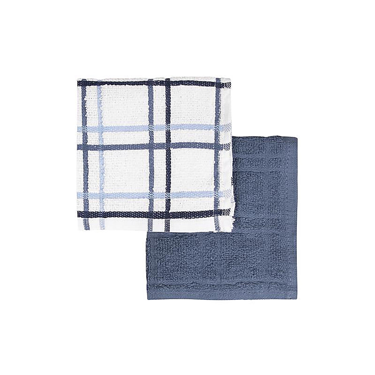 Ritz - 27224 - Blue/White Cotton Terry Check Dish Cloth 2 Pack