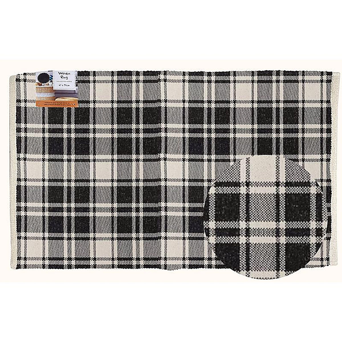 First Concept - FC-72030 - 36 In. W X 24 In. L Black/White Checkered Polyester Accent Rug