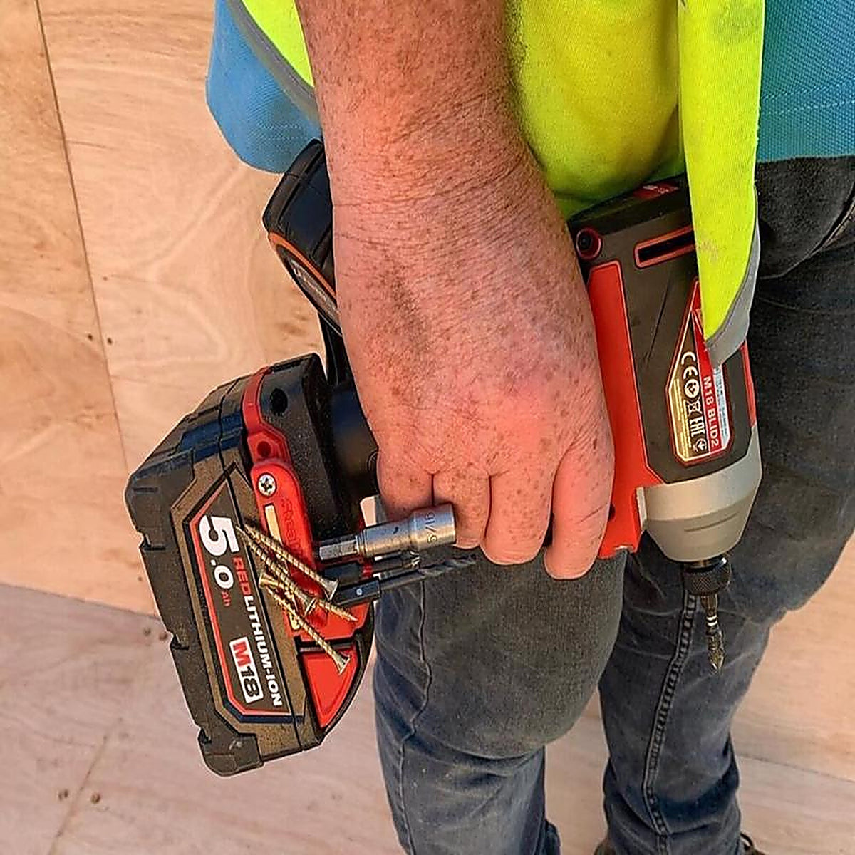 StealthMounts - BH-MW18-RED-2 - Bit Holders Compatible with Milwaukee M18; Red Abs Magnetic Bit Holder 2 Pack