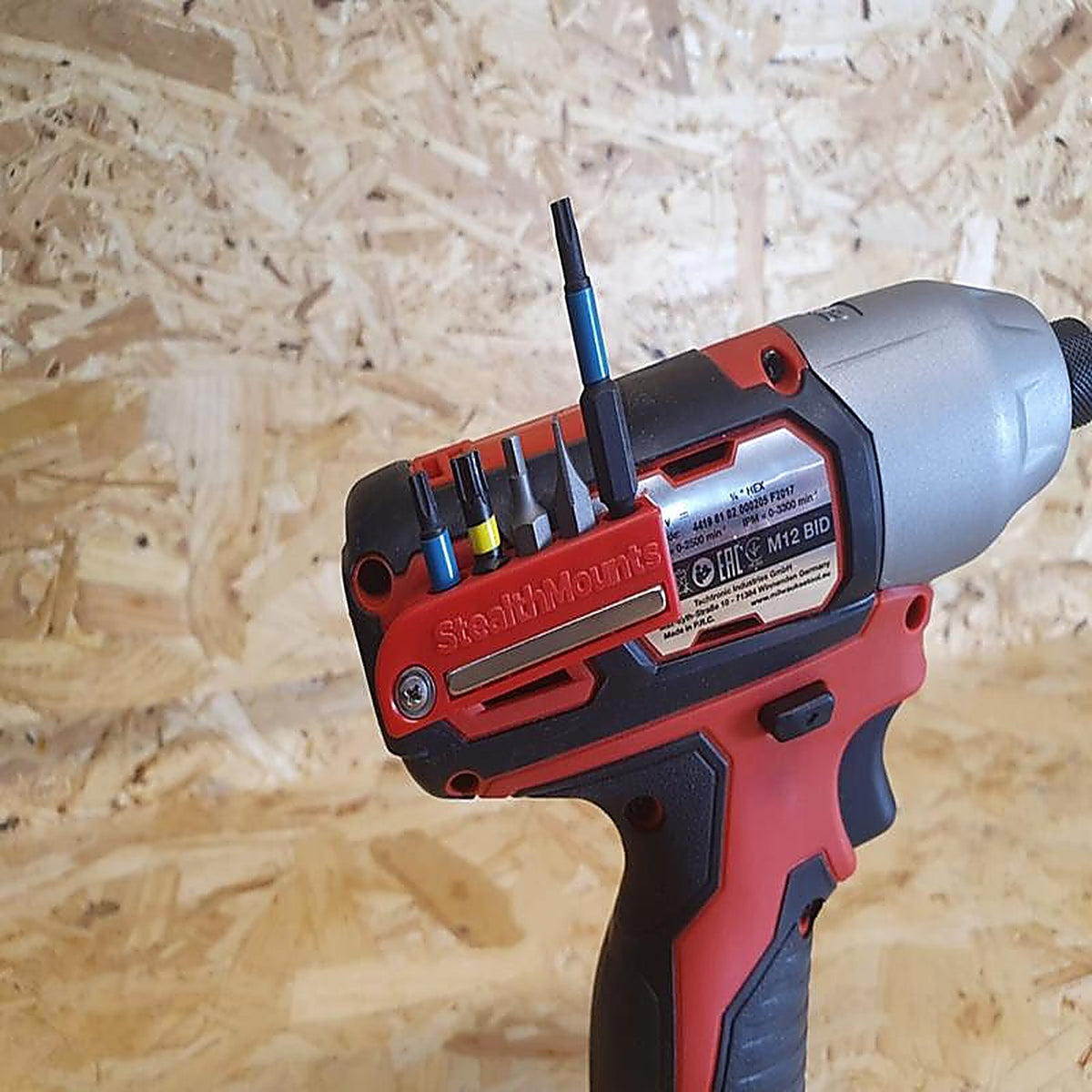 StealthMounts - BH-MW12-RED-2 - Bit Holders Compatible with Milwaukee M12; Red Abs Magnetic Bit Holder 2 Pack