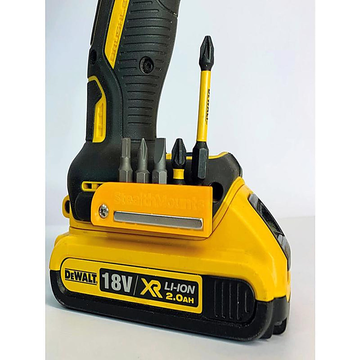StealthMounts - BH-DW-YLW-2 - Bit Holders Compatible with Dewalt 20V; Yellow Abs Magnetic Bit Holder 2 Pack