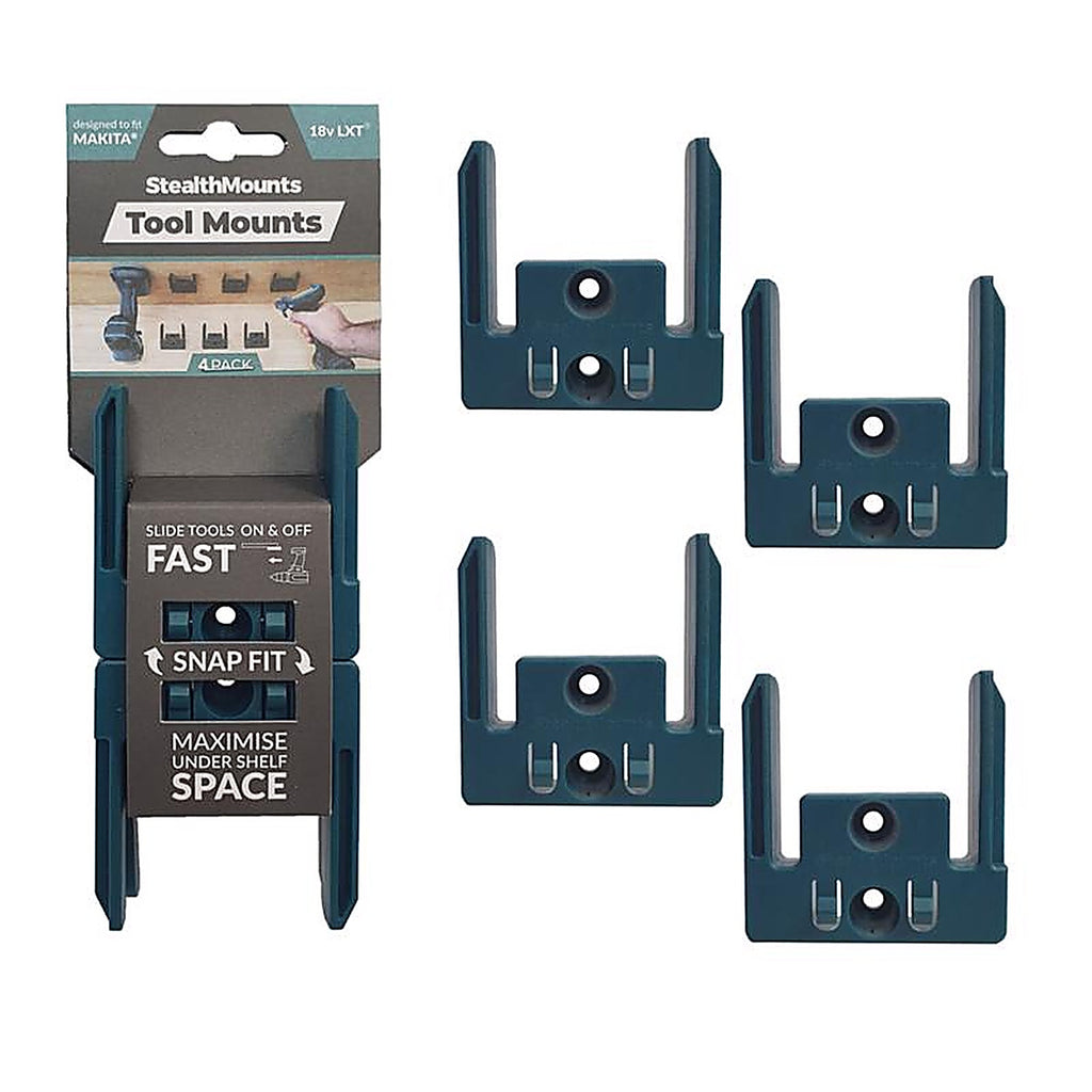 StealthMounts - TM-MK18-BLU-4 - Tool Holders Compatible with Makita 18V Lxt; Blue Abs Tool Holder 4 Pack