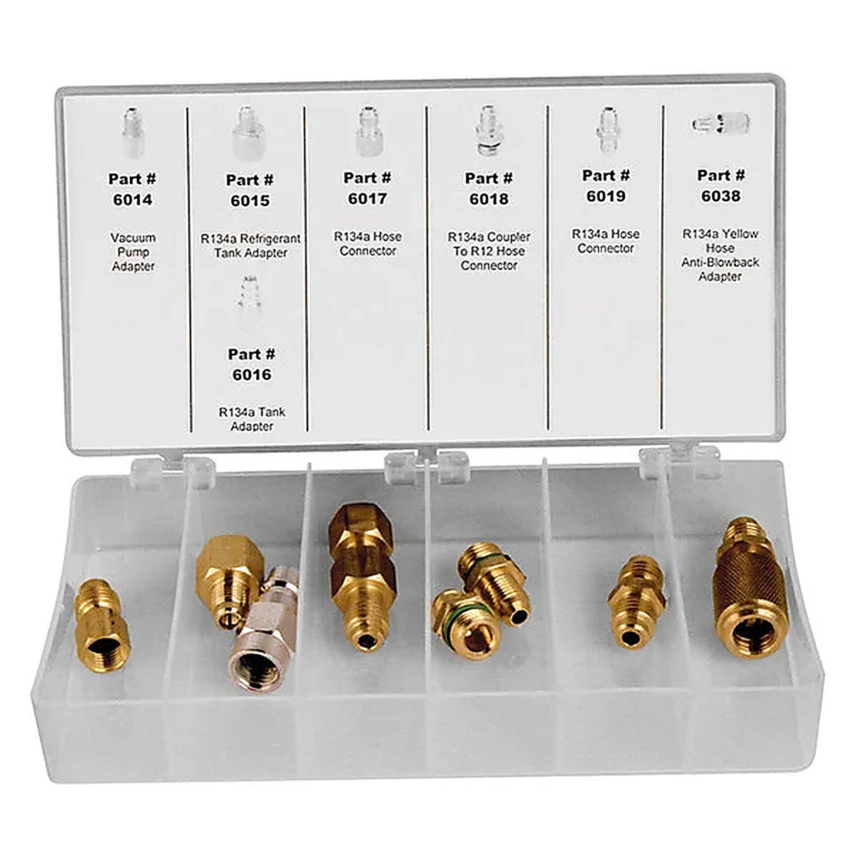 FJC 6072 R134a Manifold/Hose Adapter Assortment, 9pcs