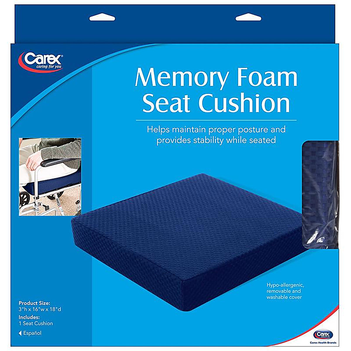 Carex - FGP10200 0000 - Health Brands Navy Chair/Seat Cushion 1 Pack