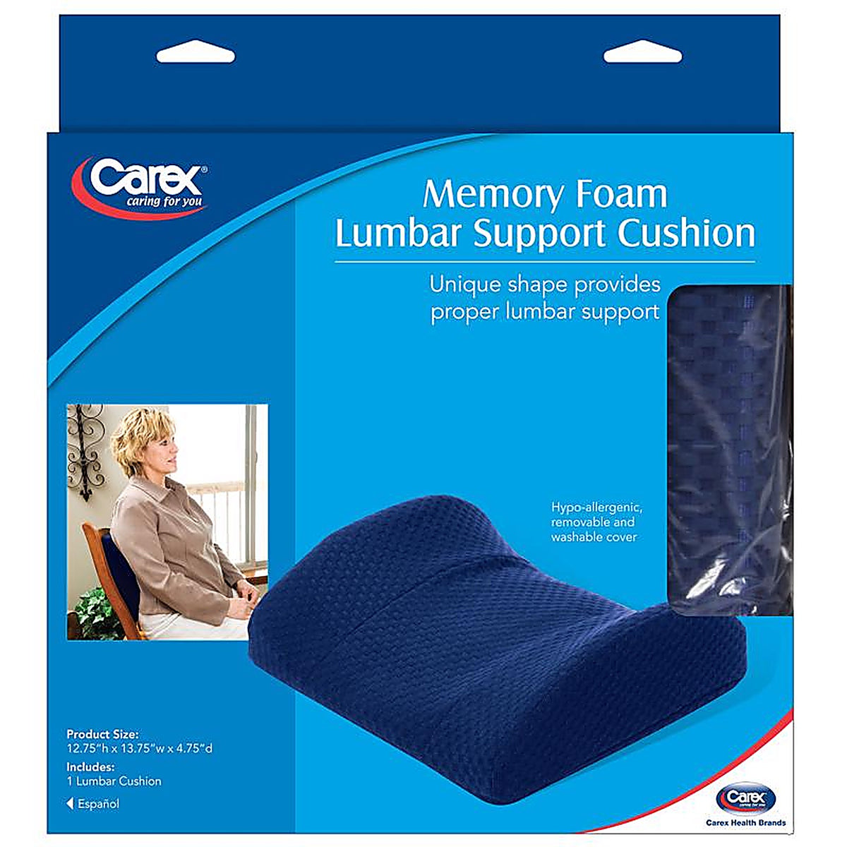 Carex - FGP10600 0000 - Health Brands Navy Lumbar Support 1 Pack