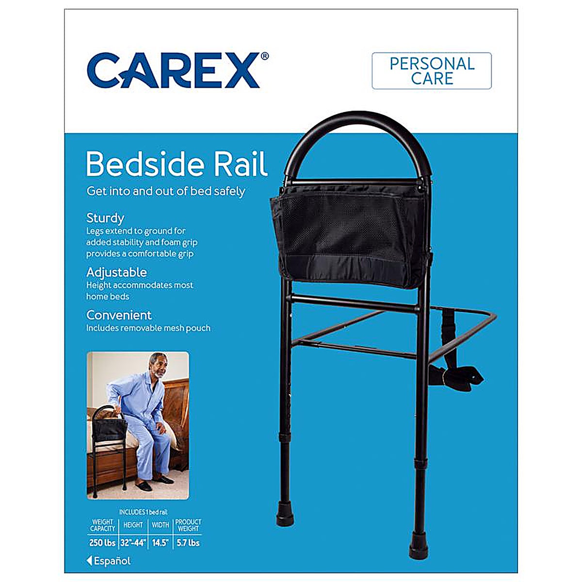 Carex - FGP57100 0000 - Health Brands Black Bedside Rail 1 Pack