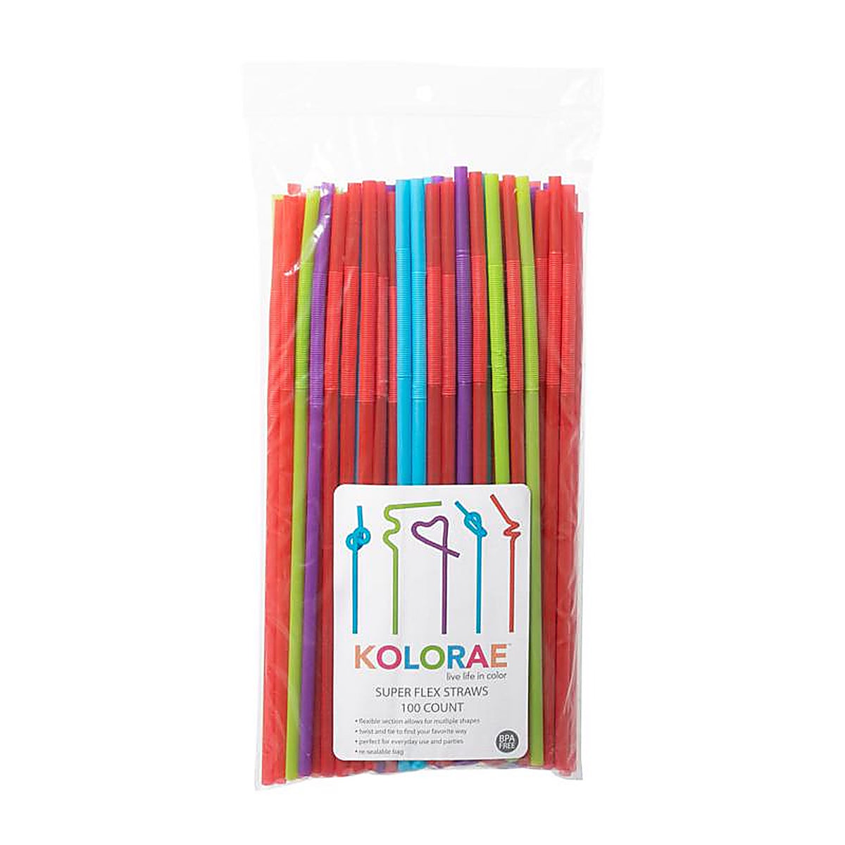 Blueoco - KOL-1096 - Kolorae Assorted Polypropylene Flexible Drinking Straws