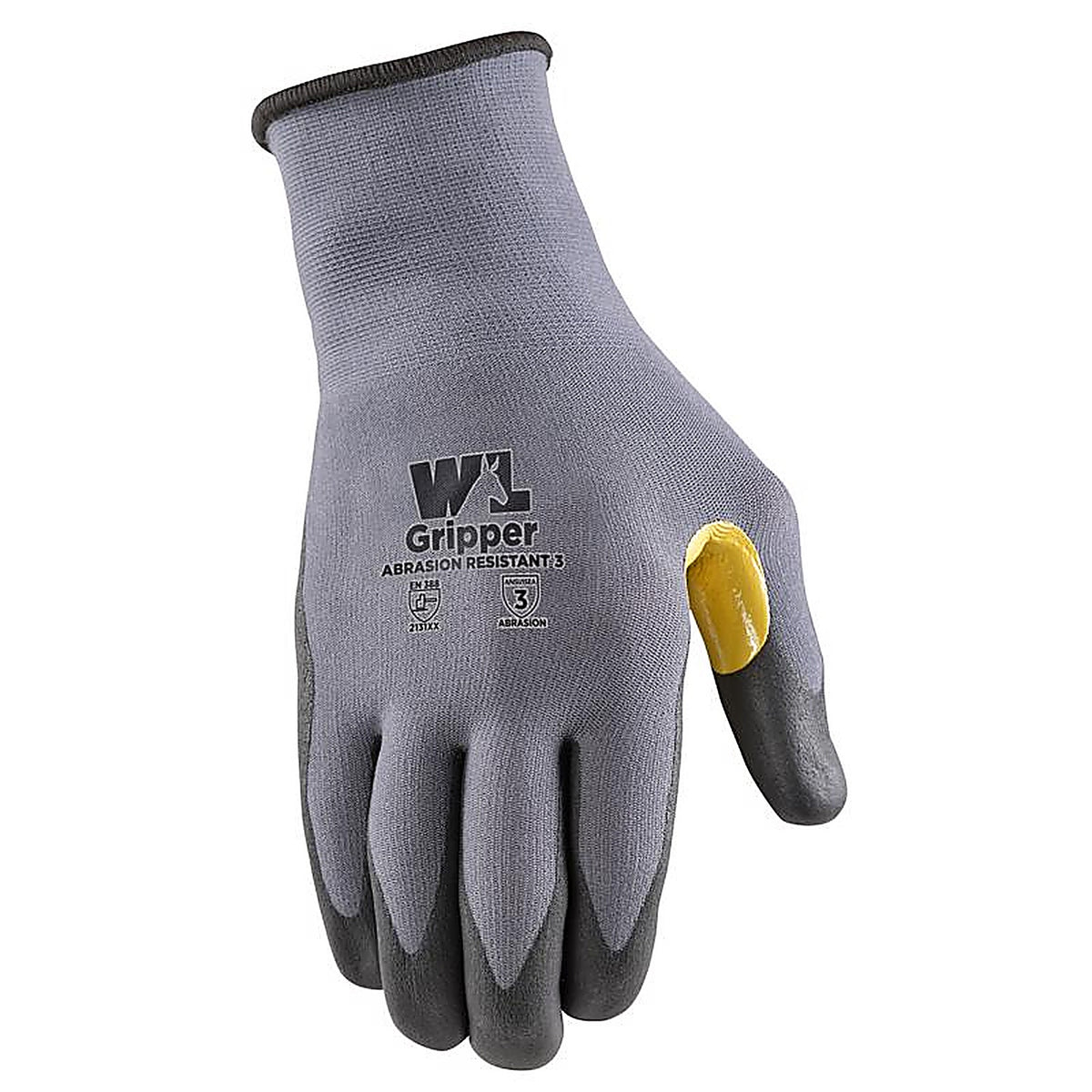 Wells Lamont - 691M-020 - Mens Indoor/Outdoor Gripper Grip Gloves Gray/Yellow M 1 Pair