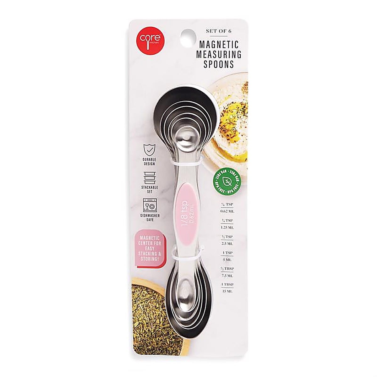 Core Kitchen - AC56755 - Magnetic Silicone/Stainless Steel Assorted Measuring Spoon Set