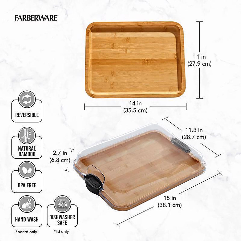 Lifetime - 5317453 - Brands 14 In. L X 11 In. W Bamboo Cutting Board & Serve Tray
