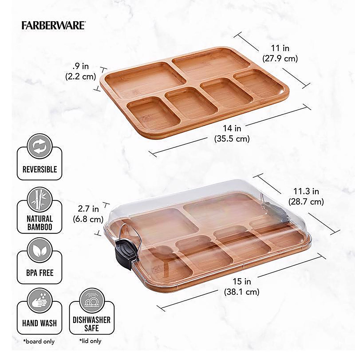 Lifetime - 5311485 - Brands 14 In. L X 11 In. W Bamboo Cutting Board & Serve Tray