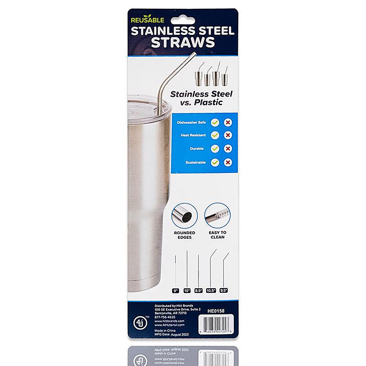 4TH Utensil - HE0158 - Silver Stainless Steel Drinking Straws