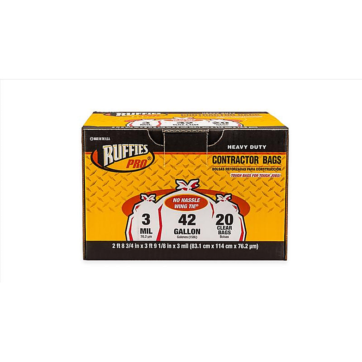 Iron-Hold 1124919 Ruffies Pro 42 gal. Contractor Bags Wing Ties 20/Pack