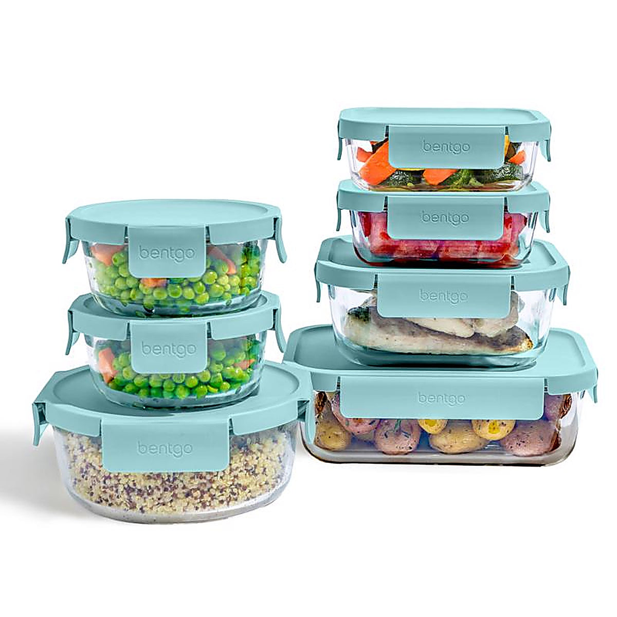Bentgo - BGPLGLPK3-SA - Aqua Food Storage Container Set 7 Pack