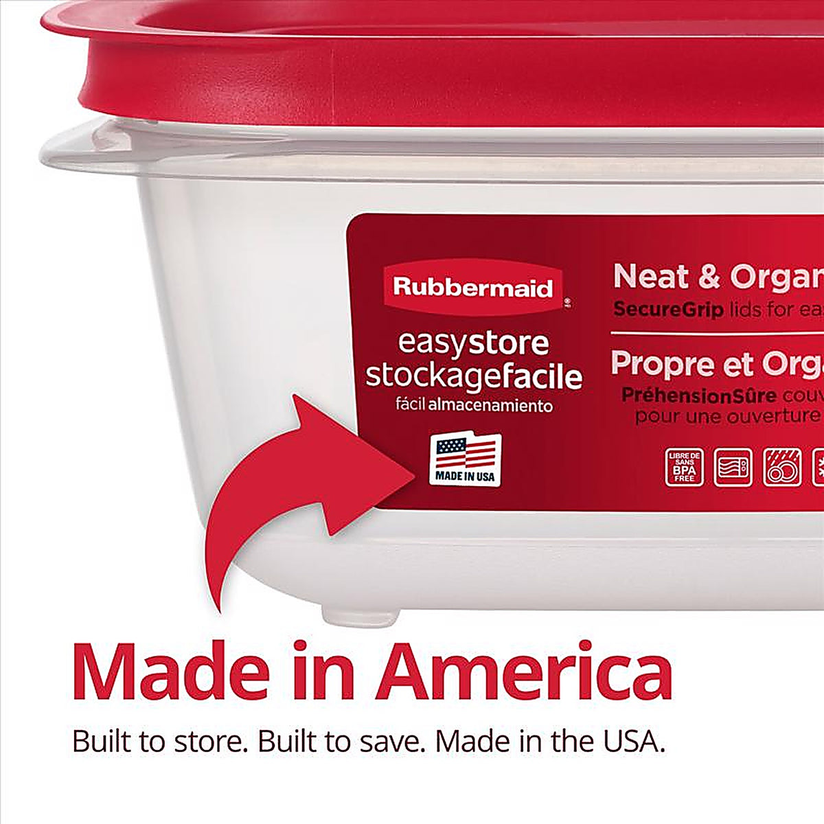 Rubbermaid - 2210129 - Easy Store 41.5 Cups Clear Food Container and Lid 1 Pack