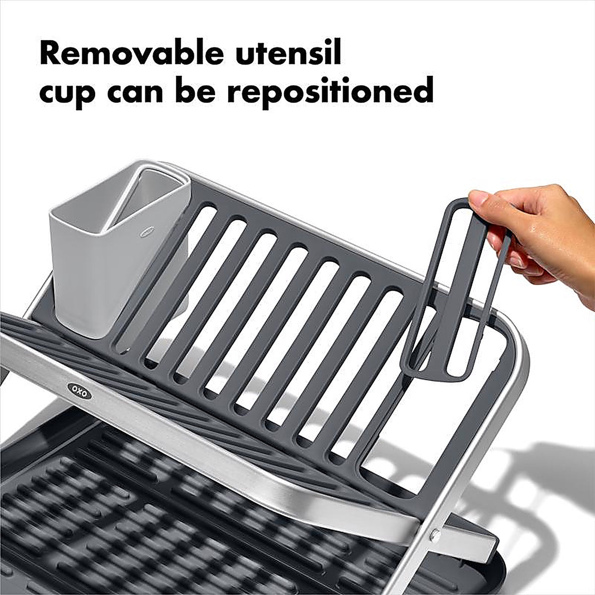 OXO - 13322800 - Good Grips 15 In. L X 16 In. W X 2 In. H Black/Gray Aluminum/Plastic Dish Rack