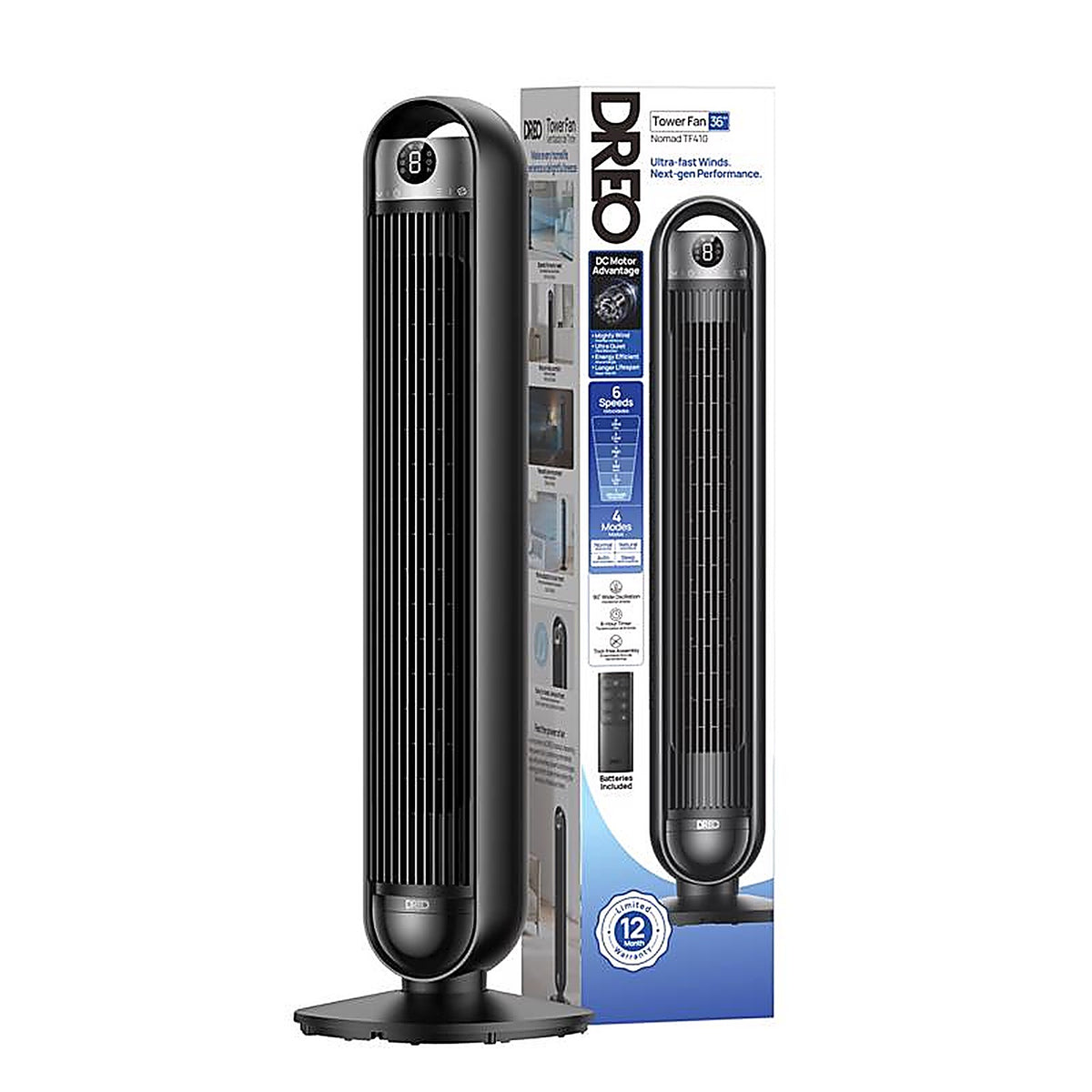 Dreo - DR-HTF020 - 36 In. H 6 Speed Oscillating Digital Tower Fan with Remote Control