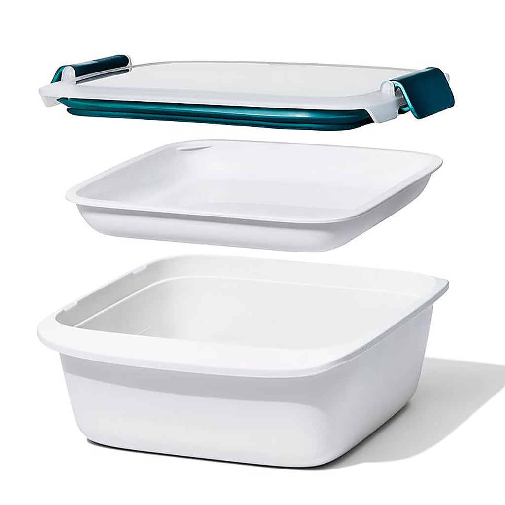 OXO - 11301500 - Good Grips 6.3 Cups White and Blue Split Food Container w/Lid 1 Pack