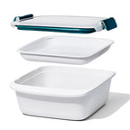 OXO - 11301500 - Good Grips 6.3 Cups White and Blue Split Food Container w/Lid 1 Pack