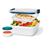OXO - 11301500 - Good Grips 6.3 Cups White and Blue Split Food Container w/Lid 1 Pack