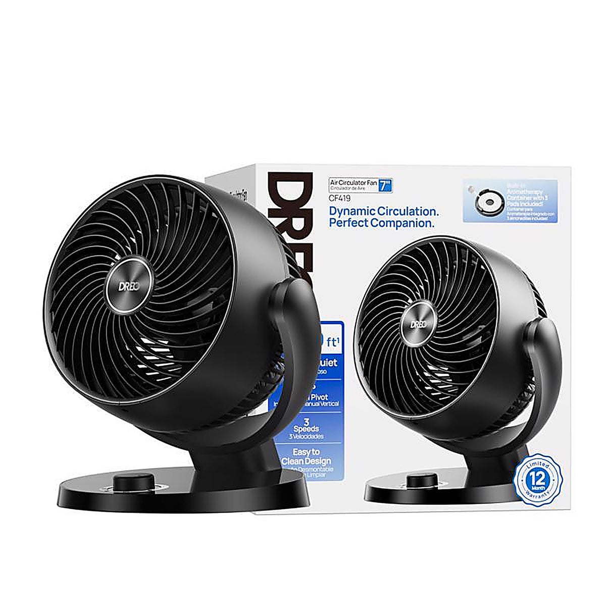 Dreo - DR-HAF009 - 11.81 In. H X 7 In. D 3 Each Air Circulator Fan