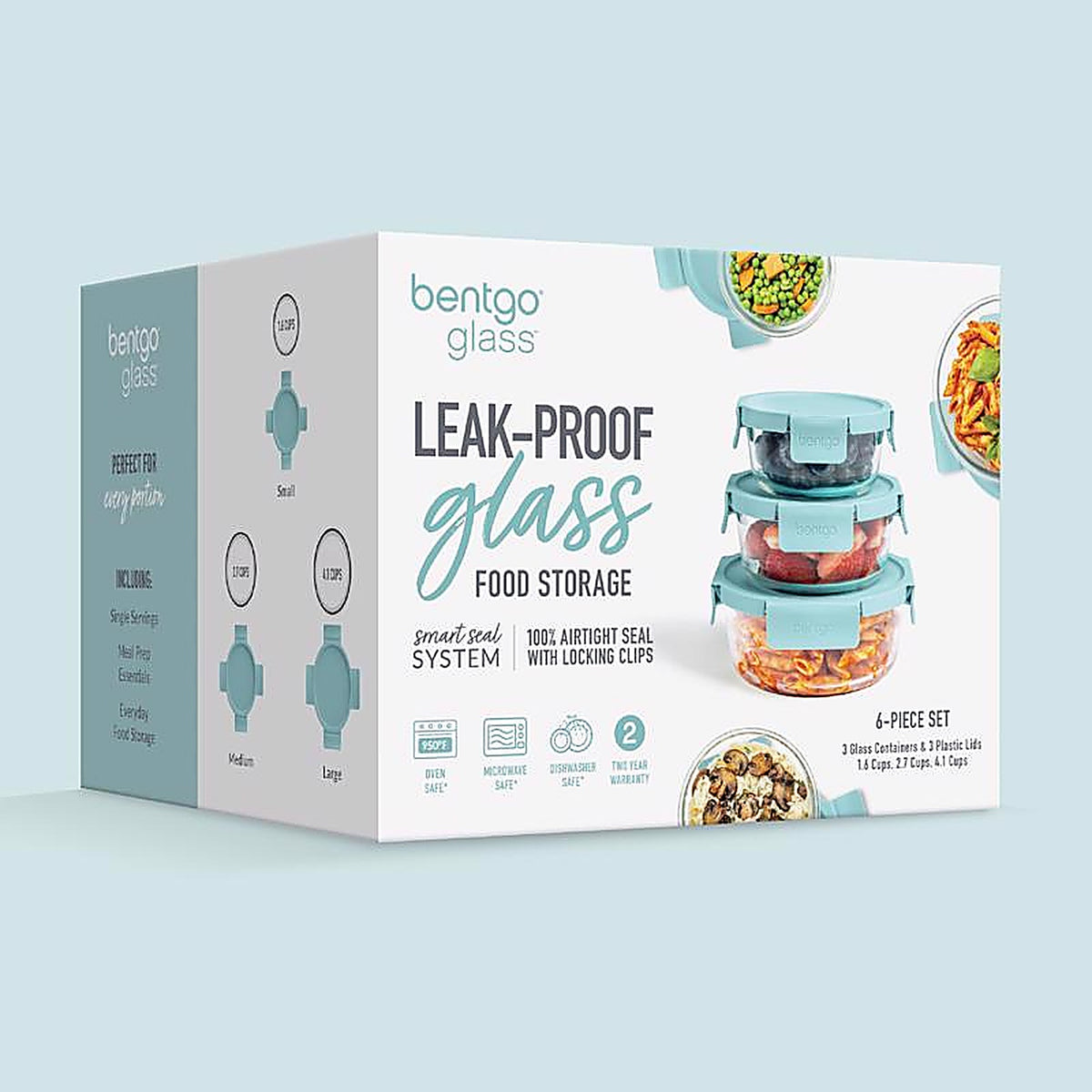 Bentgo - BGPLGLPK4-SA - Aqua Food Storage Container Set 3 Pack