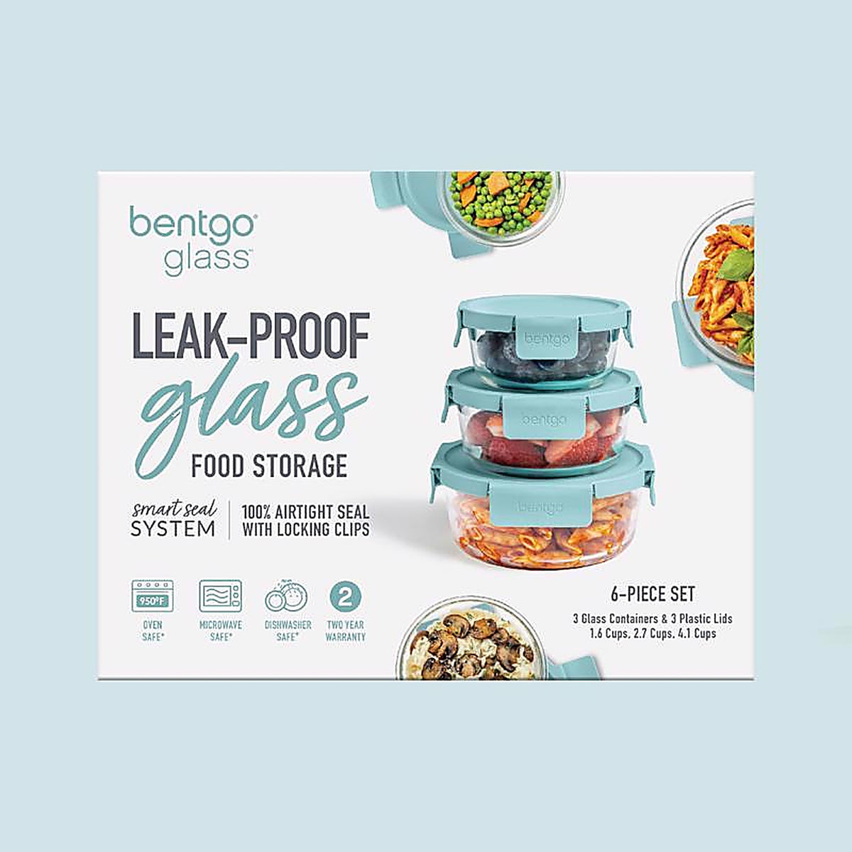 Bentgo - BGPLGLPK4-SA - Aqua Food Storage Container Set 3 Pack