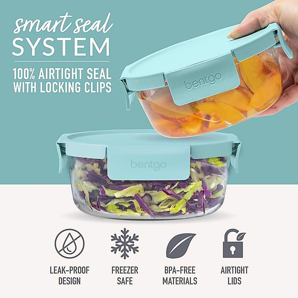 Bentgo - BGPLGLPK4-SA - Aqua Food Storage Container Set 3 Pack