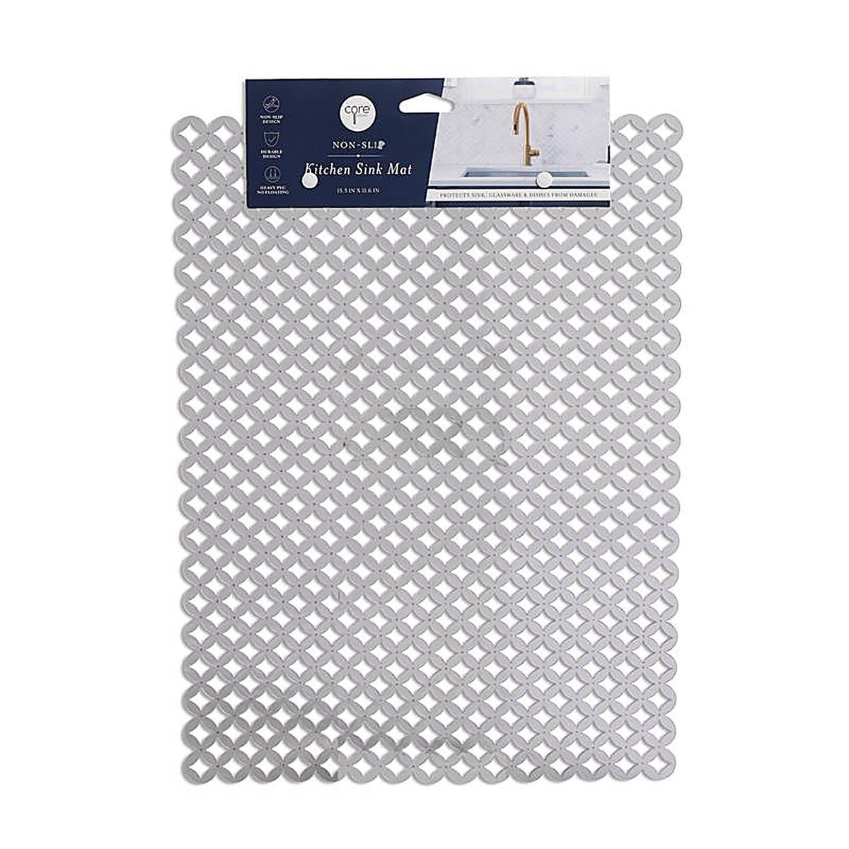 Core Home - 51214-AC - 15.56 In. L X 11.62 In. W X 0.08 In. H Plastic Sink Mat