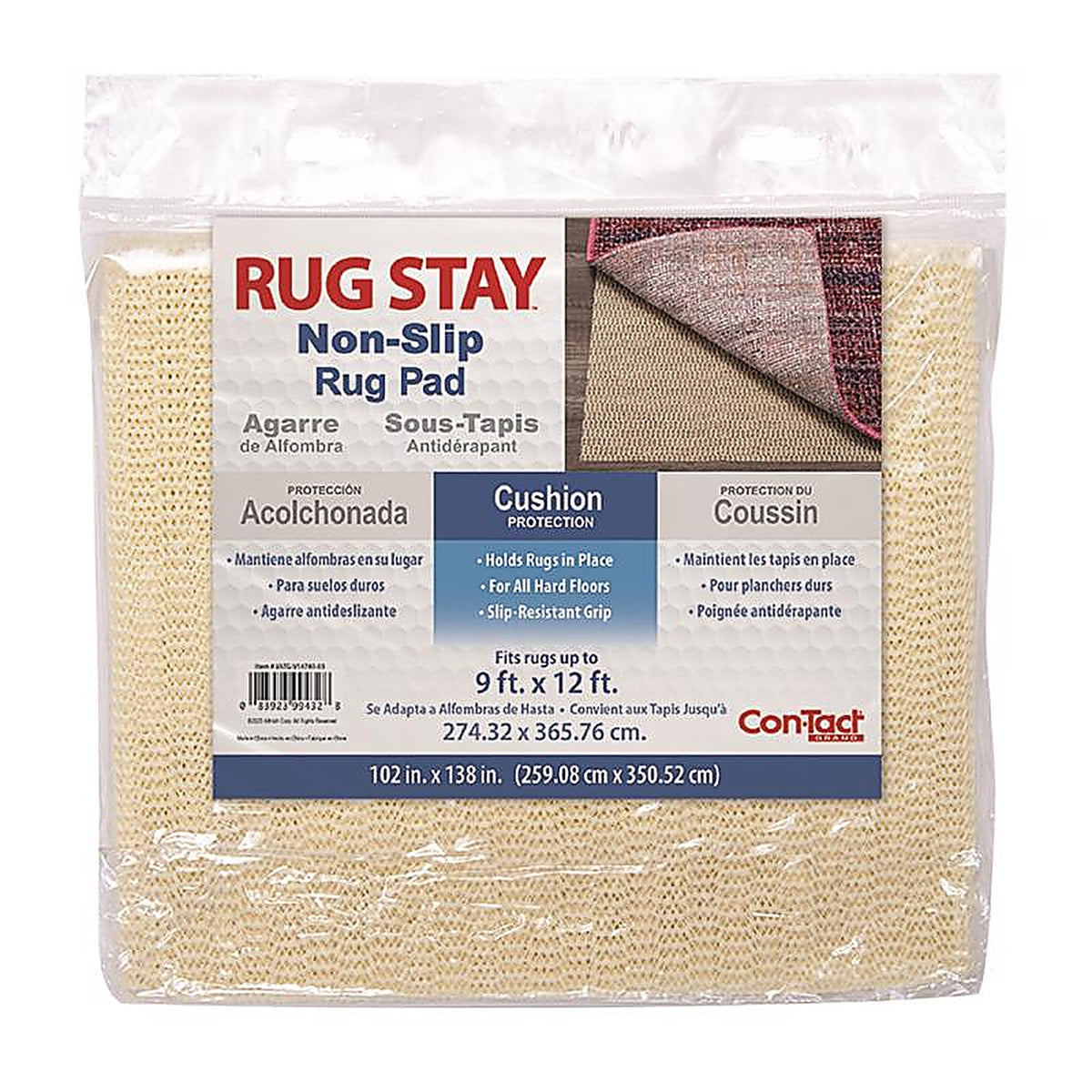 Con-Tact - VATG-V14740-03 - Light Cushion 9 Ft. W X 12 Ft. L Polyester Indoor Rug Pad