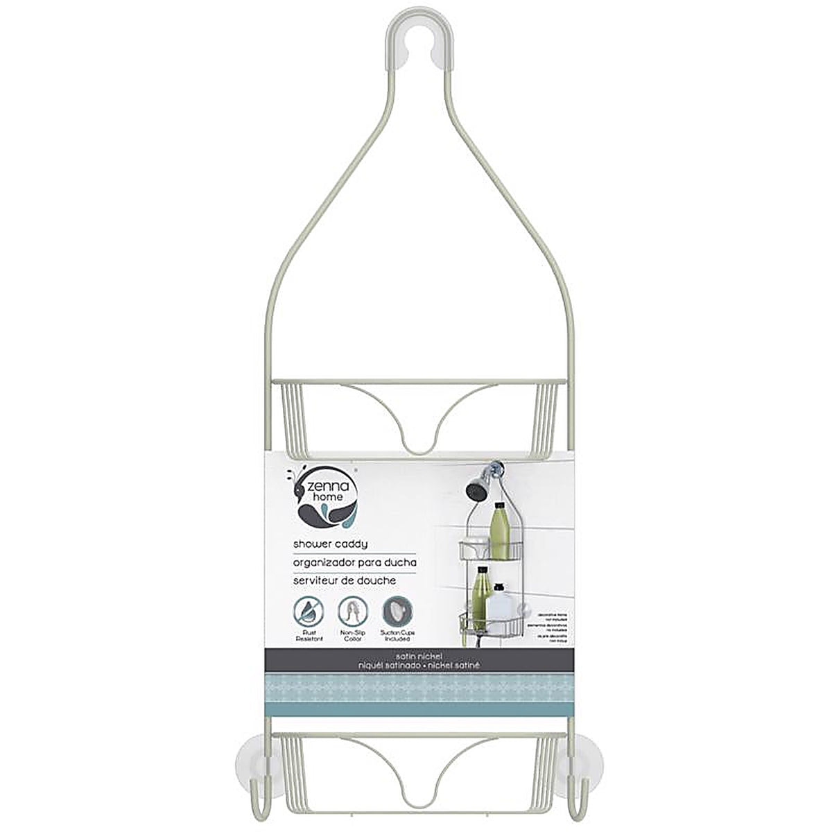 Zenna Home - 7543NN - 21 In. H X 8.75 In. W X 4.17 In. L Satin Nickel Shower Caddy