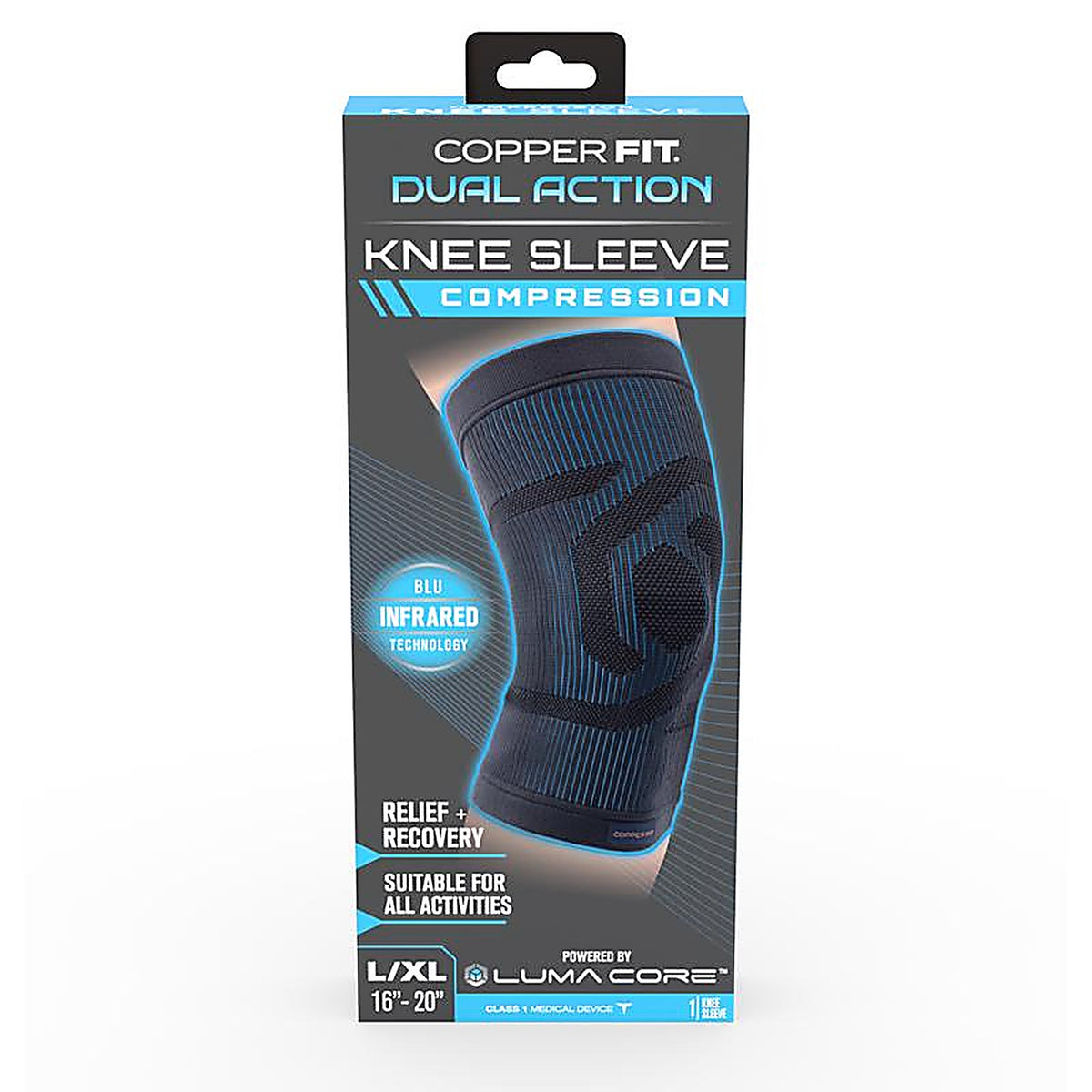 Copper Fit - CFMOBKNLXL - Dual Action Compression Knee Sleeve 1 Pack