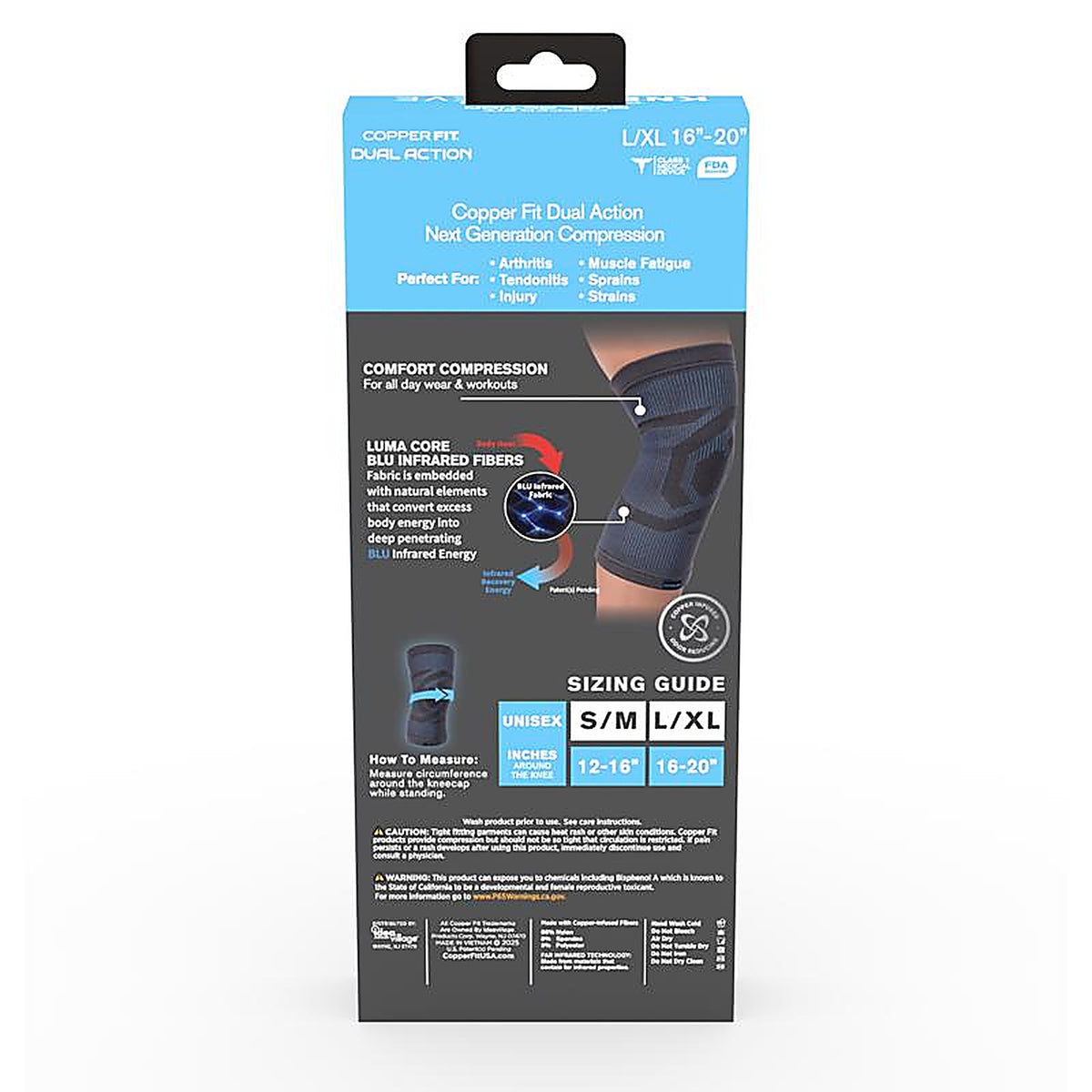 Copper Fit - CFMOBKNLXL - Dual Action Compression Knee Sleeve 1 Pack