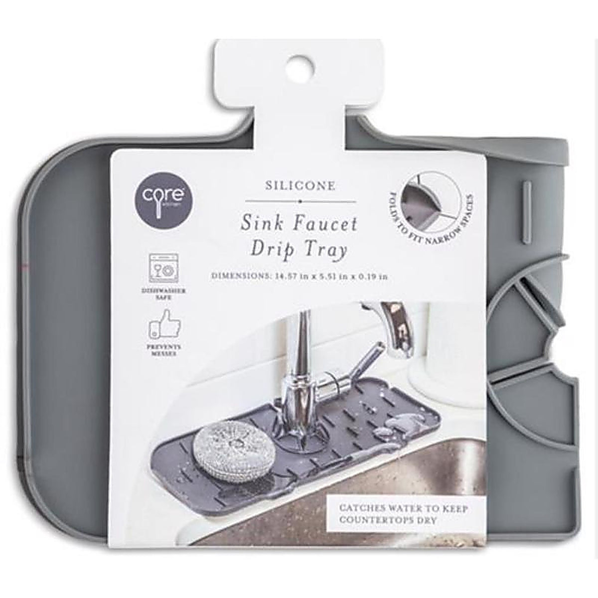 Core Home - AC66703 - 14.57 In. L X 5.51 In. W X 0.19 In. H Silicone Sink Faucet Drip Tray