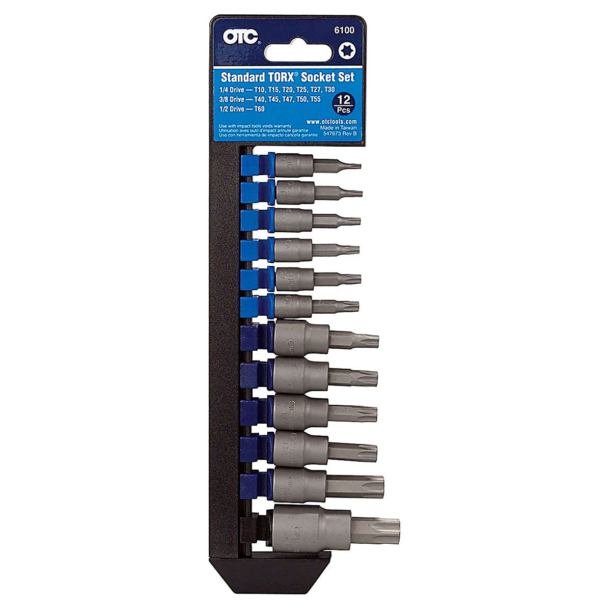 OTC 6100 12 pc. 1/4, 3/8 and 1/2 Square Dr. Bulletproof Torx Bit Socket Set