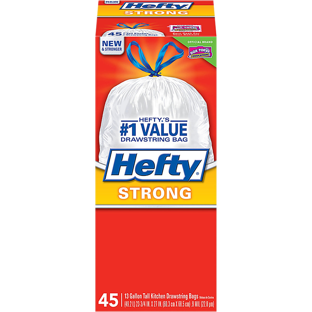 Hefty E84572 Strong 13 gal. Kitchen Trash Bags Drawstring 45/Pack