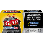 Glad 70359 ForceFlex Plus 30 gal. Trash Bags Drawstring 25/Pack